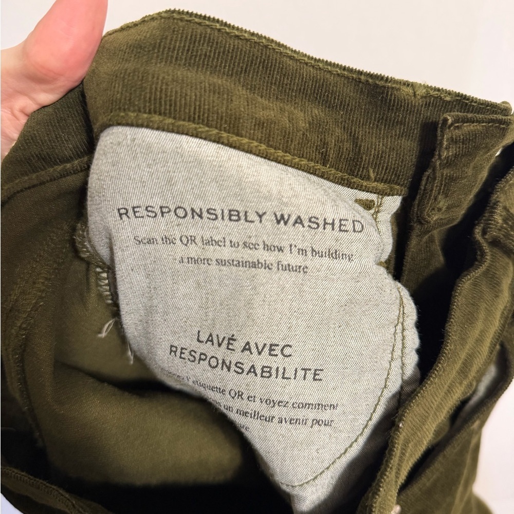 Frame Le Crop Mini Boot Olive Green Corduroy Pants Size 25 - Picture 8 of 9